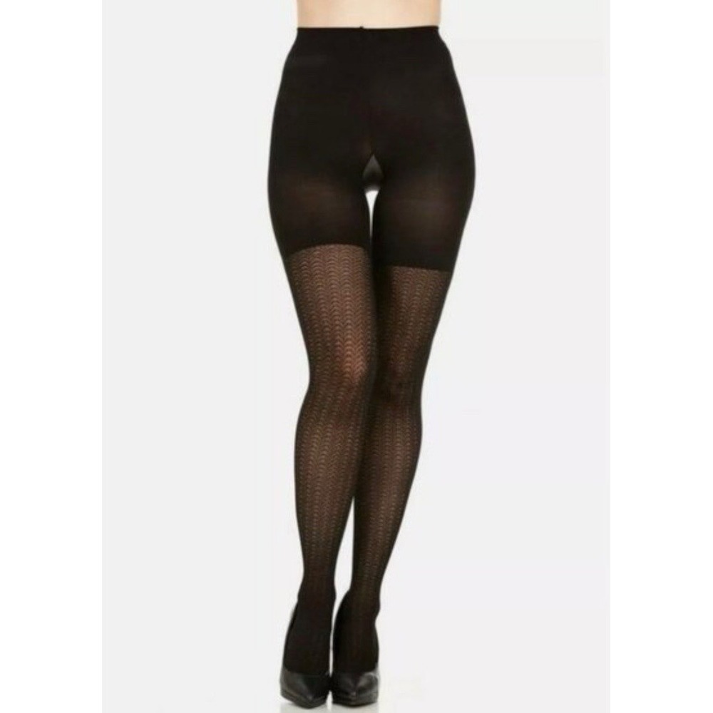 Assets Sara Blakely Spanx Black Shaping Tights Textured Wish Bone Size 3